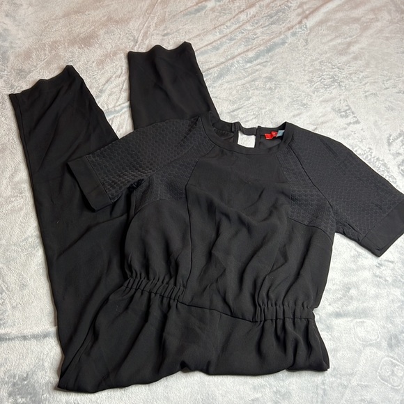 🎯NWOT Anthro Cartonnier Allegory Textured Jumpsuit Black Size Small - Picture 3 of 9